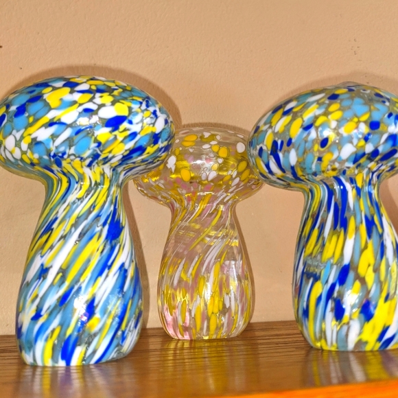 Murano Glass Mushrooms Set of 3 Vintage Hand Blown Made in Italy - Picture 8 of 11